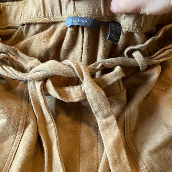 AnyBody Regular French Terry Pants with Paperbag Waist in Khaki, size medium - Picture 2 of 6